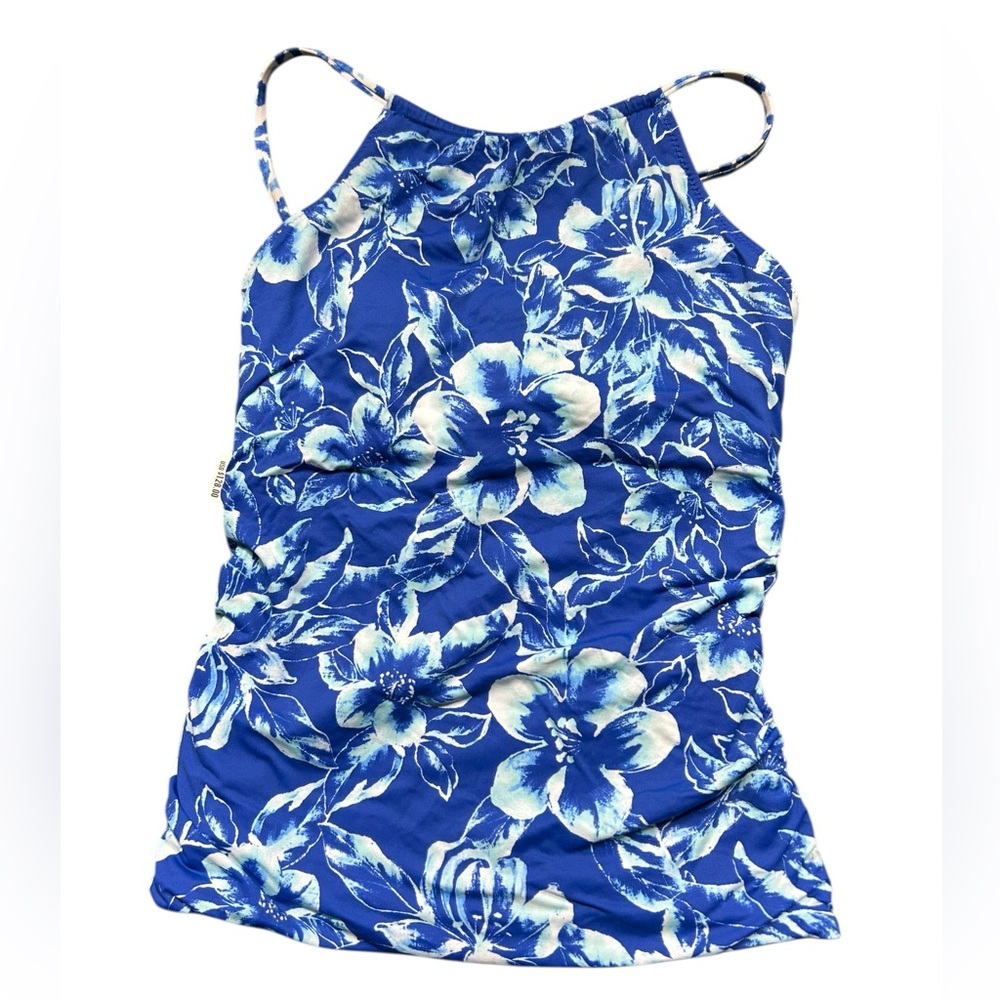 TOMMY BAHAMA blue Canyon Sky High Neck Reversible Tankini Top size XS NWT
